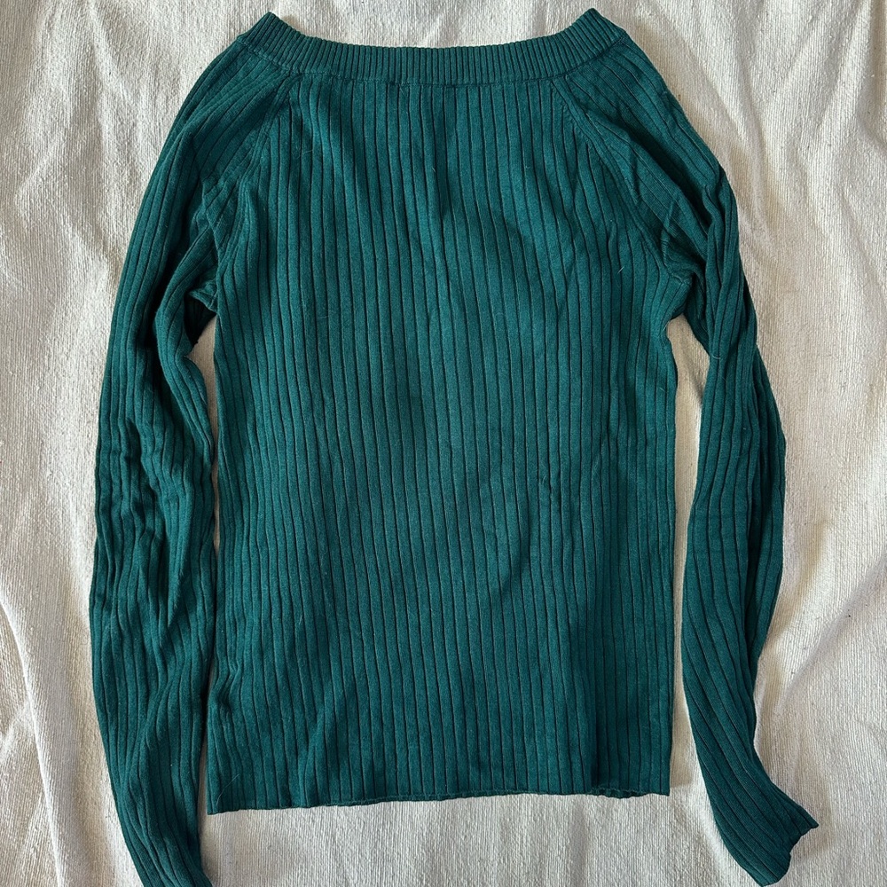 Express Ribbed Teal Sweater - Picture 3 of 5